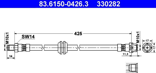 ATE 83.6150-0426.3 - Тормозной шланг autospares.lv