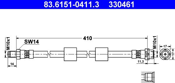 ATE 83.6151-0411.3 - Тормозной шланг autospares.lv