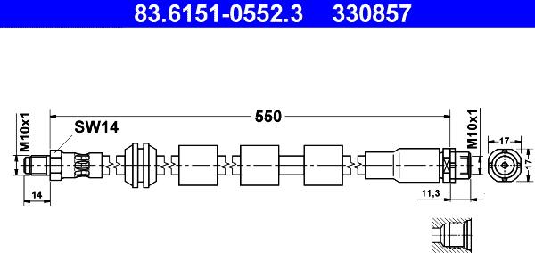 ATE 83.6151-0552.3 - Тормозной шланг autospares.lv