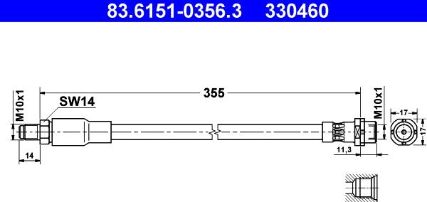 ATE 83.6151-0356.3 - Тормозной шланг autospares.lv