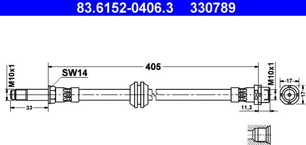 ATE 83.6152-0406.3 - Тормозной шланг autospares.lv