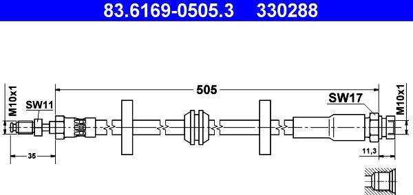 ATE 83.6169-0505.3 - Тормозной шланг autospares.lv