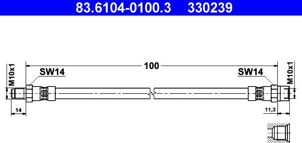 ATE 83.6104-0100.3 - Тормозной шланг autospares.lv