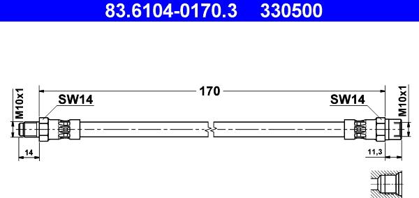 ATE 83.6104-0170.3 - Тормозной шланг autospares.lv