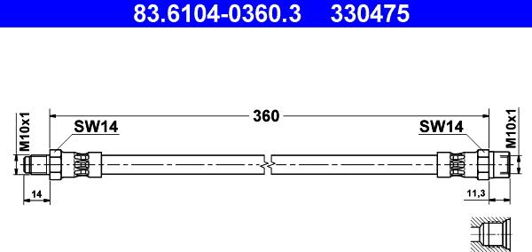 ATE 83.6104-0360.3 - Тормозной шланг autospares.lv