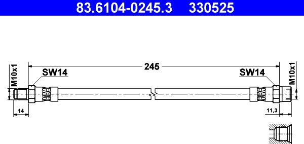 ATE 83.6104-0245.3 - Тормозной шланг autospares.lv