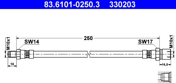 ATE 83.6101-0250.3 - Тормозной шланг autospares.lv