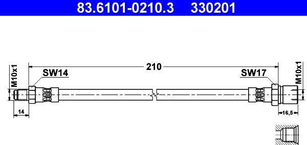 ATE 83.6101-0210.3 - Тормозной шланг autospares.lv