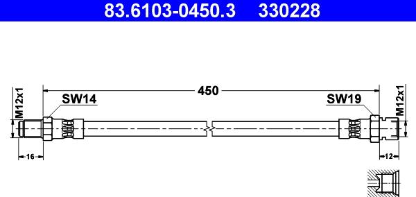 ATE 83.6103-0450.3 - Тормозной шланг autospares.lv