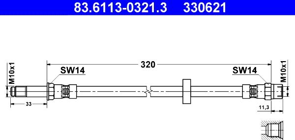 ATE 83.6113-0321.3 - Тормозной шланг autospares.lv