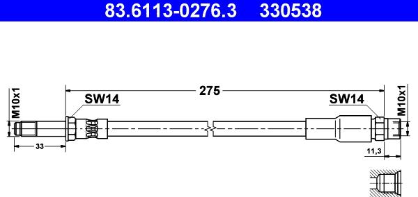 ATE 83.6113-0276.3 - Тормозной шланг autospares.lv