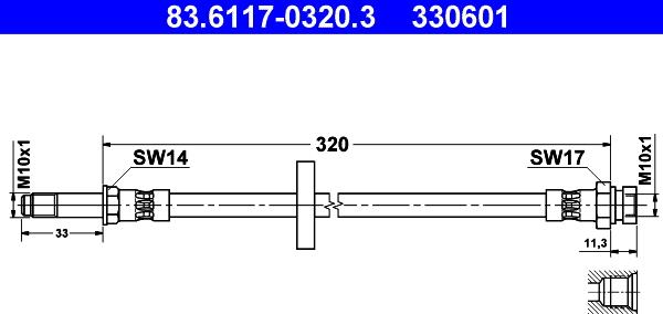 ATE 83.6117-0320.3 - Тормозной шланг autospares.lv