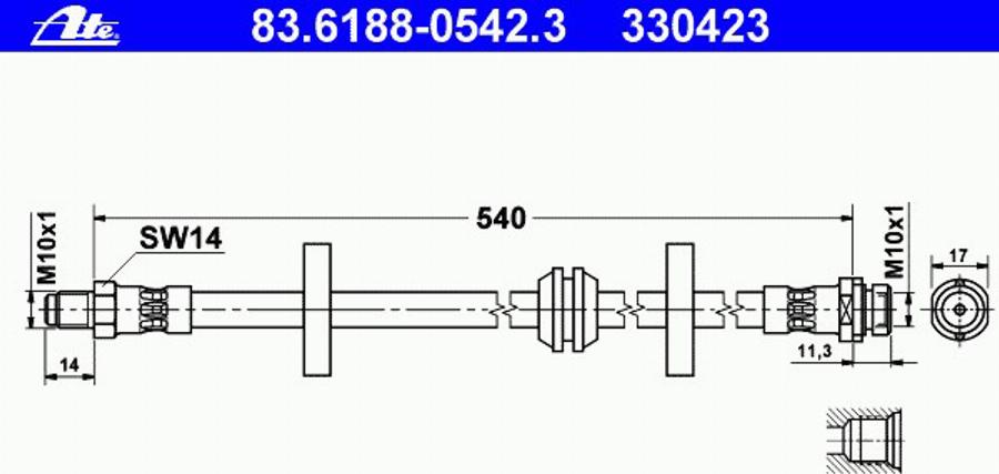 ATE 83618805423 - Тормозной шланг autospares.lv