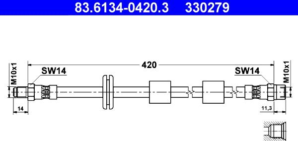 ATE 83.6134-0420.3 - Тормозной шланг autospares.lv