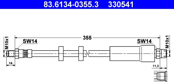 ATE 83.6134-0355.3 - Тормозной шланг autospares.lv