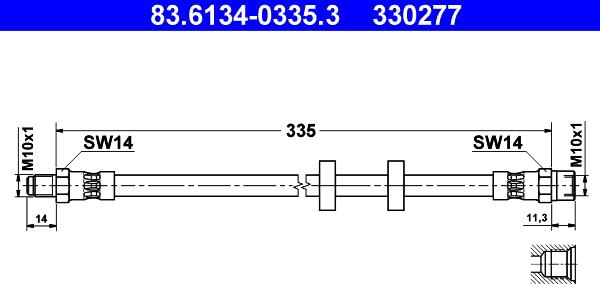 ATE 83.6134-0335.3 - Тормозной шланг autospares.lv