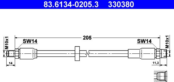 ATE 83.6134-0205.3 - Тормозной шланг autospares.lv