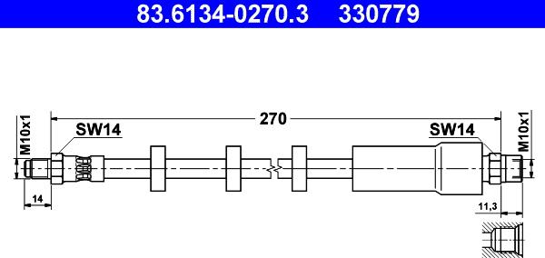 ATE 83.6134-0270.3 - Тормозной шланг autospares.lv