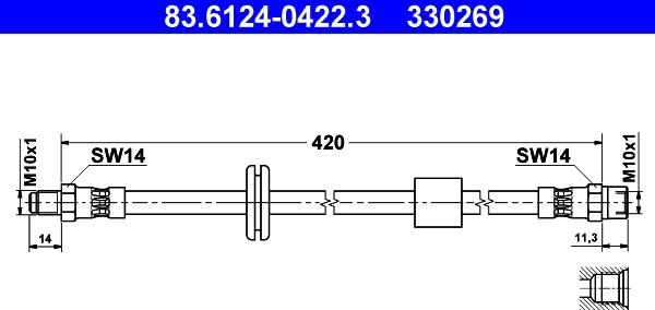 ATE 83.6124-0422.3 - Тормозной шланг autospares.lv