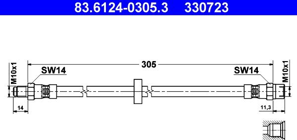 ATE 83.6124-0305.3 - Тормозной шланг autospares.lv