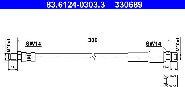 ATE 83.6124-0303.3 - Тормозной шланг autospares.lv