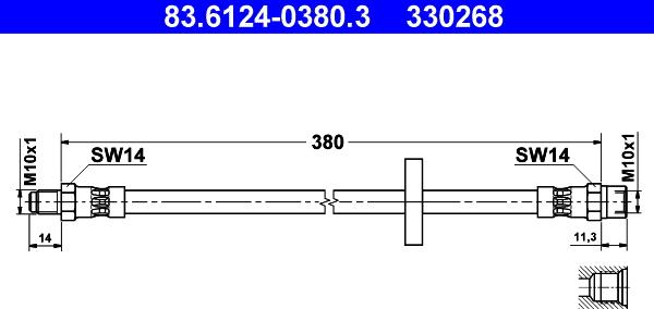 ATE 83.6124-0380.3 - Тормозной шланг autospares.lv