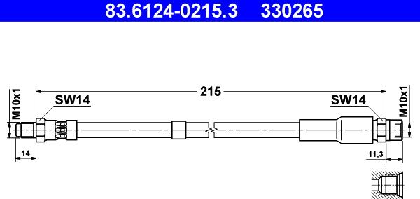 ATE 83.6124-0215.3 - Тормозной шланг autospares.lv