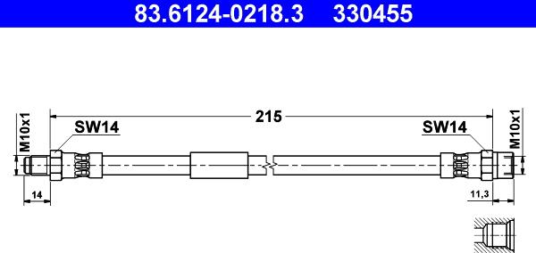 ATE 83.6124-0218.3 - Тормозной шланг autospares.lv