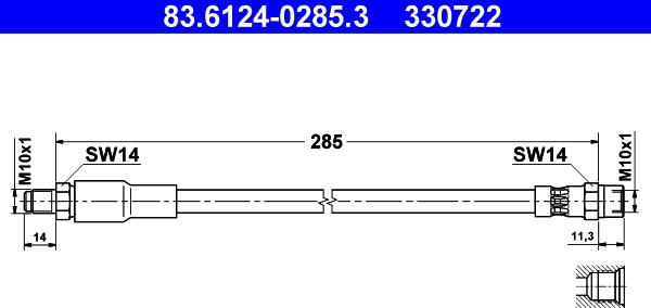 ATE 83.6124-0285.3 - Тормозной шланг autospares.lv