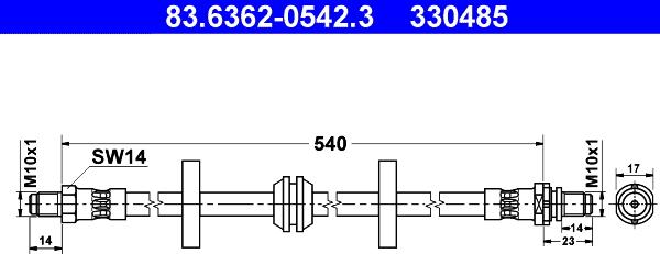 ATE 83.6362-0542.3 - Тормозной шланг autospares.lv