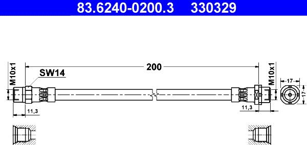 ATE 83.6240-0200.3 - Тормозной шланг autospares.lv