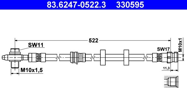 ATE 83.6247-0522.3 - Тормозной шланг autospares.lv