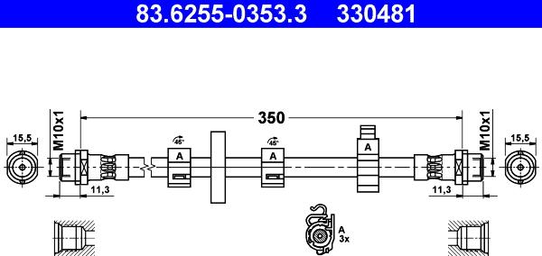 ATE 83.6255-0353.3 - Тормозной шланг autospares.lv