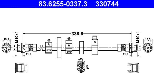 ATE 83.6255-0337.3 - Тормозной шланг autospares.lv