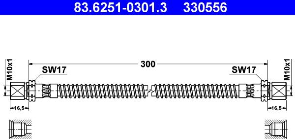 ATE 83.6251-0301.3 - Тормозной шланг autospares.lv