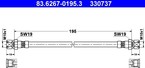 ATE 83.6267-0195.3 - Тормозной шланг autospares.lv