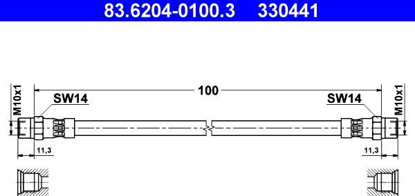 ATE 83.6204-0100.3 - Тормозной шланг autospares.lv