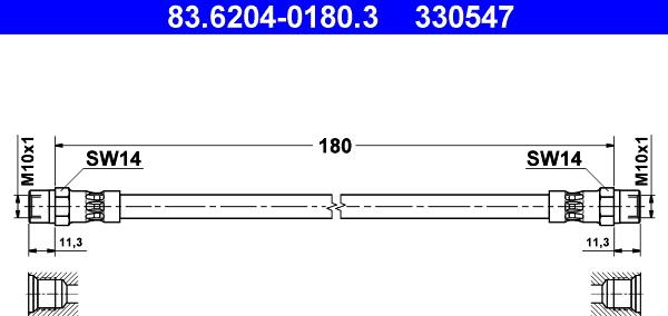 ATE 83.6204-0180.3 - Тормозной шланг autospares.lv