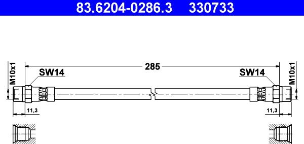 ATE 83.6204-0286.3 - Тормозной шланг autospares.lv