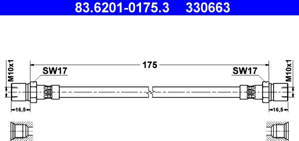 ATE 83.6201-0175.3 - Тормозной шланг autospares.lv