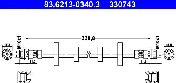 ATE 83.6213-0340.3 - Тормозной шланг autospares.lv