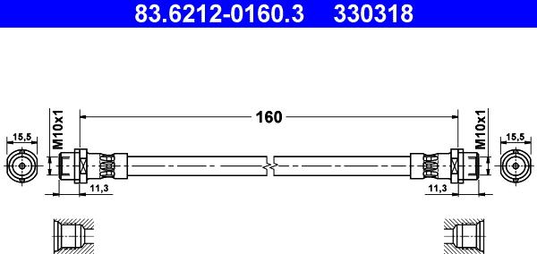 ATE 83.6212-0160.3 - Тормозной шланг autospares.lv