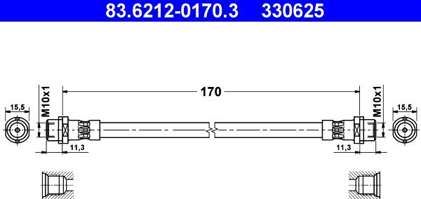 ATE 83.6212-0170.3 - Тормозной шланг autospares.lv