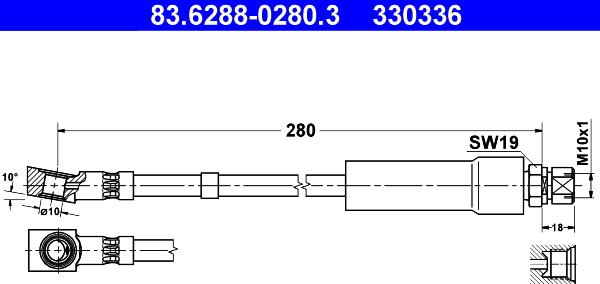 ATE 83.6288-0280.3 - Тормозной шланг autospares.lv