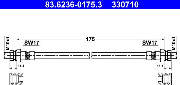 ATE 83.6236-0175.3 - Тормозной шланг autospares.lv