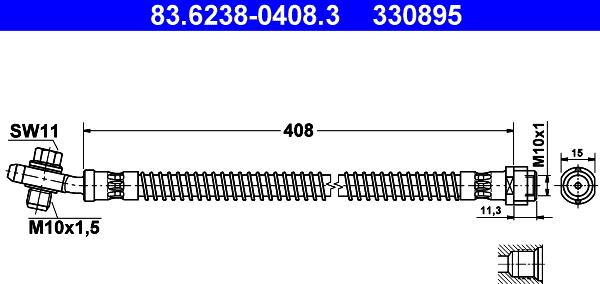 ATE 83.6238-0408.3 - Тормозной шланг autospares.lv