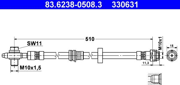 ATE 83.6238-0508.3 - Тормозной шланг autospares.lv