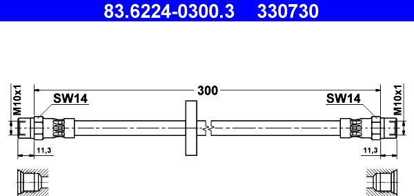 ATE 83.6224-0300.3 - Тормозной шланг autospares.lv