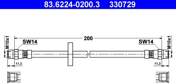 ATE 83.6224-0200.3 - Тормозной шланг autospares.lv