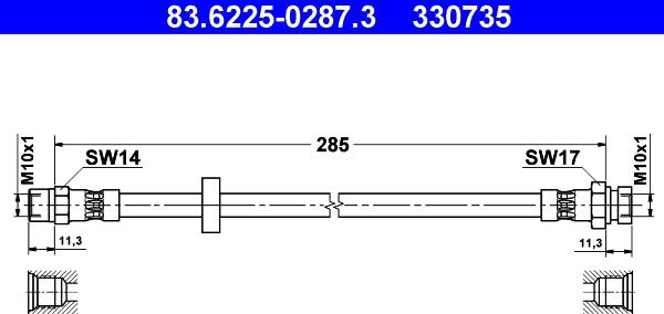 ATE 83.6225-0287.3 - Тормозной шланг autospares.lv